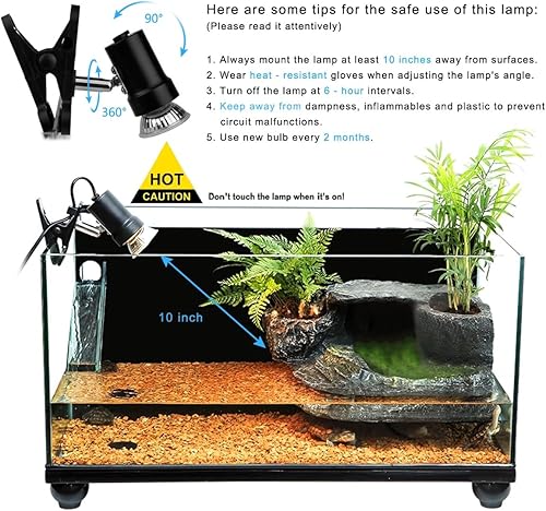 Miniatura 5 de DOMICA Lámpara de calor para reptiles con bombilla de luz UVA UVB de 50W, luz de calentamiento que simula la luz solar, lámpara de calefacción