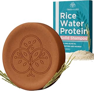 Tree of Life Rice Water Shampoo Bar: Sulfate-Free Rice Protein for Stronger Hair, Frizz Control & Silky Shine