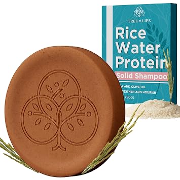 Tree of Life Rice Water Shampoo Bar - Sulfate Free Rice Protein Hair Care That Strengthens, Repairs, and Delivers Frizz Control with Silky Shine