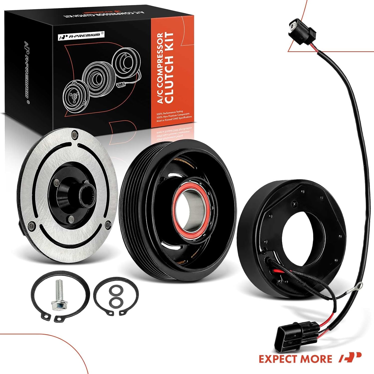 A-Premium Air Conditioner AC Compressor Clutch Kit Compatible with Hyundai Elantra 2011-2013, Elantra Coupe 2013, Elantra GT 2013, 1.8L, with ATC