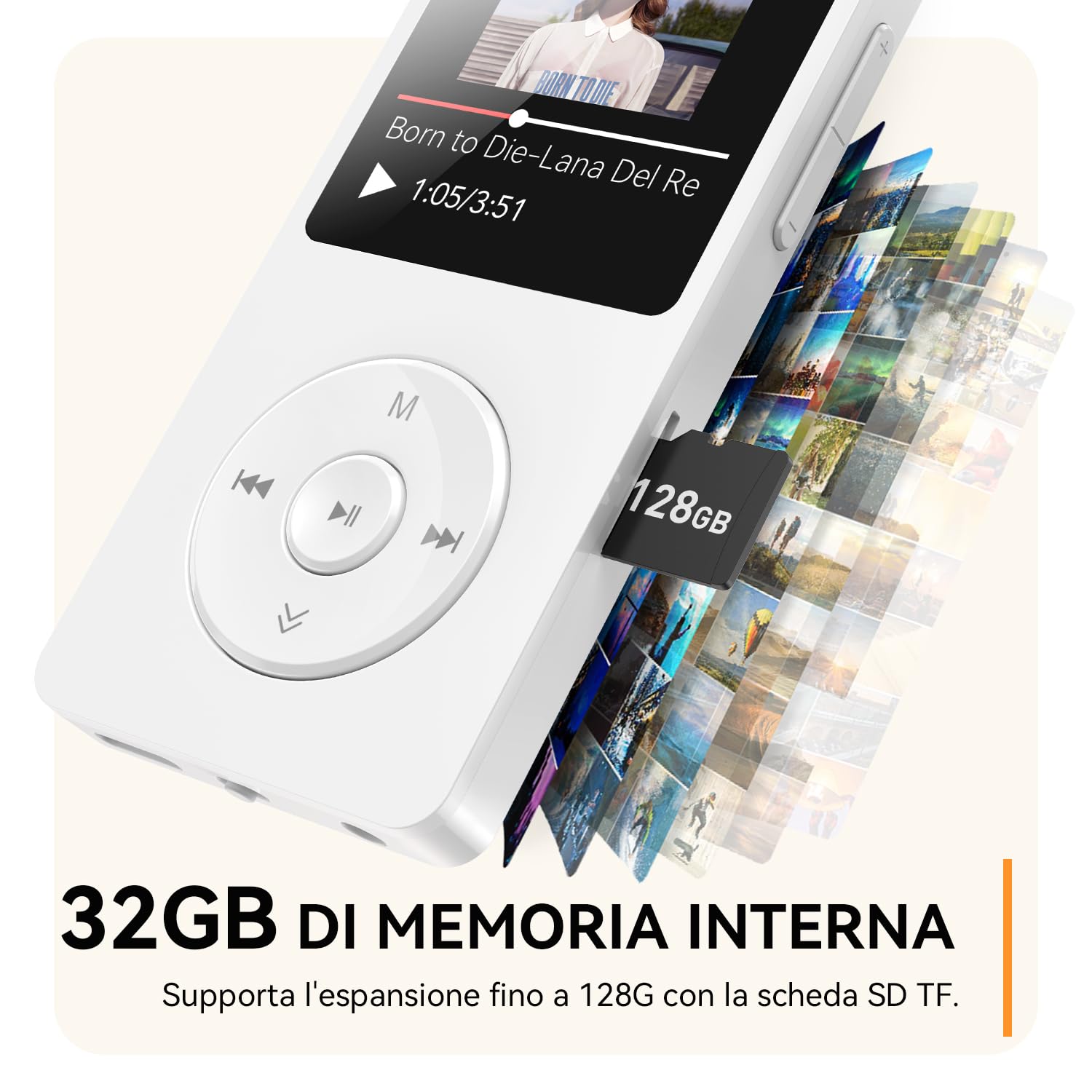 AGPTEK 32GB Lettore MP3 Bluetooth 5.3,MP3 Lettore con Altoparlanti Sportivo