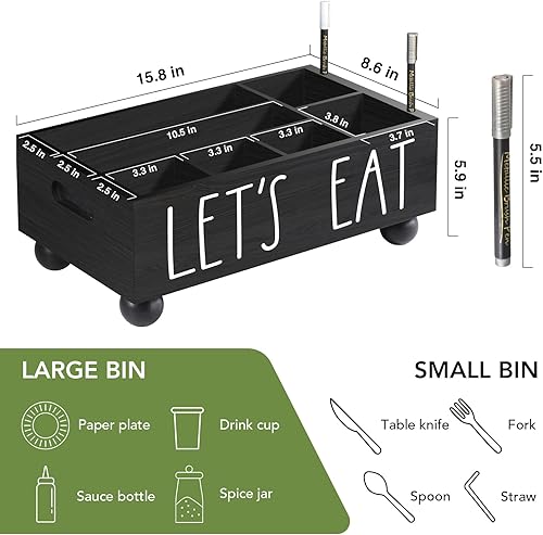 Miniatura 7 de Soporte para utensilios de cocina para encimera, soportes de platos de papel con asas, dispensador de platos de papel, organizador de cubiertos para