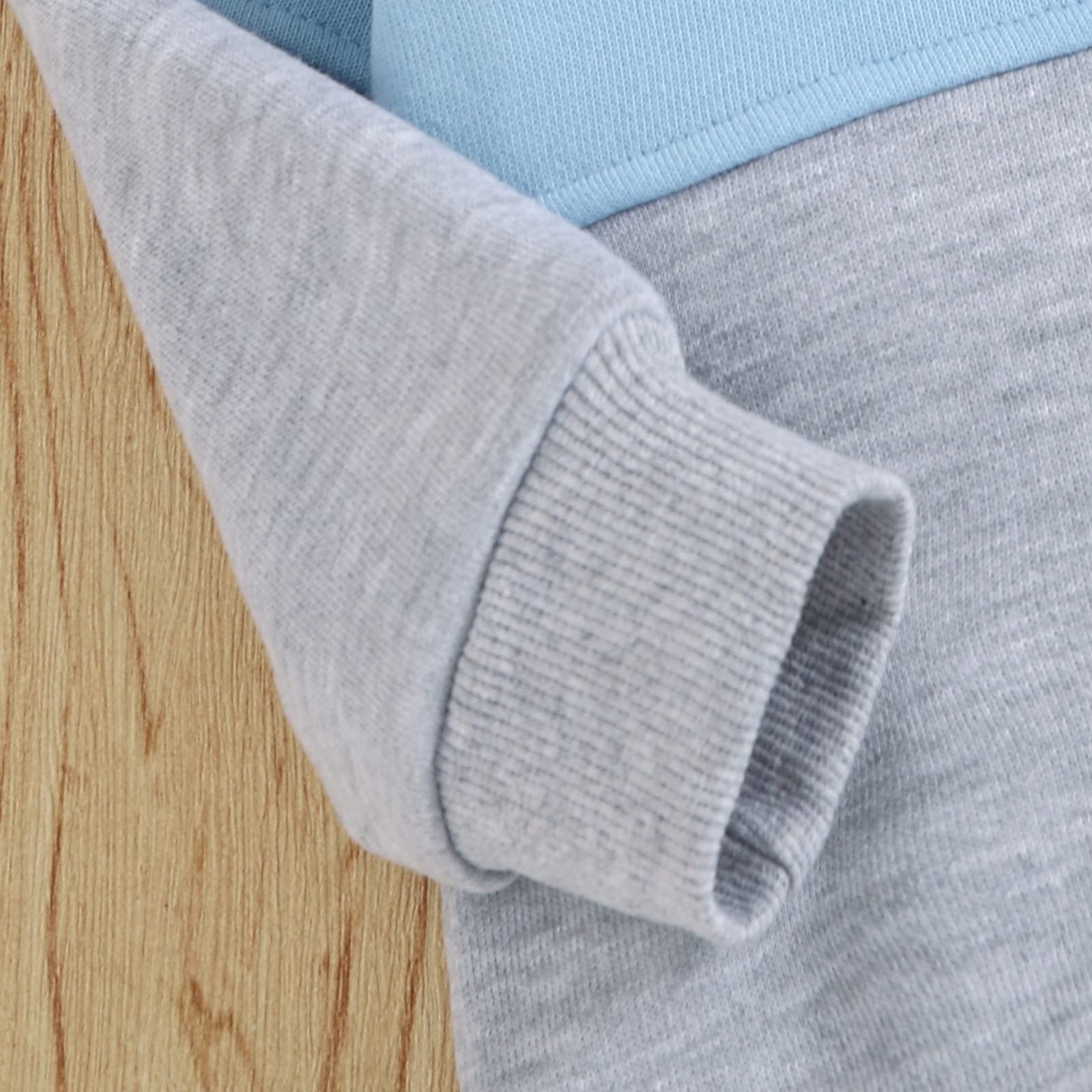 Conjunto de ropa de bebé niño traje infantil sudadera + pantalones 2 piezas, Azul / Patchwork, 18-24 meses