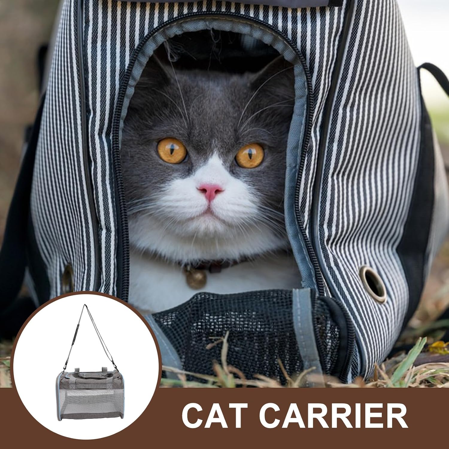 Abaodam Small Cat Carrier Soft-Sided Pet Carrier Breathable Puppy Bag with Handle Gray