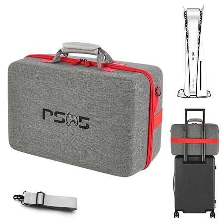 ASNOMY Carrying Case Compatible with PS5, [Upgraded] Hard Shell Carry Case Travel Bag, Shockproof and Waterproof Organizer Protective Case for Playstation 5 Console,Dual Controller and Accessories