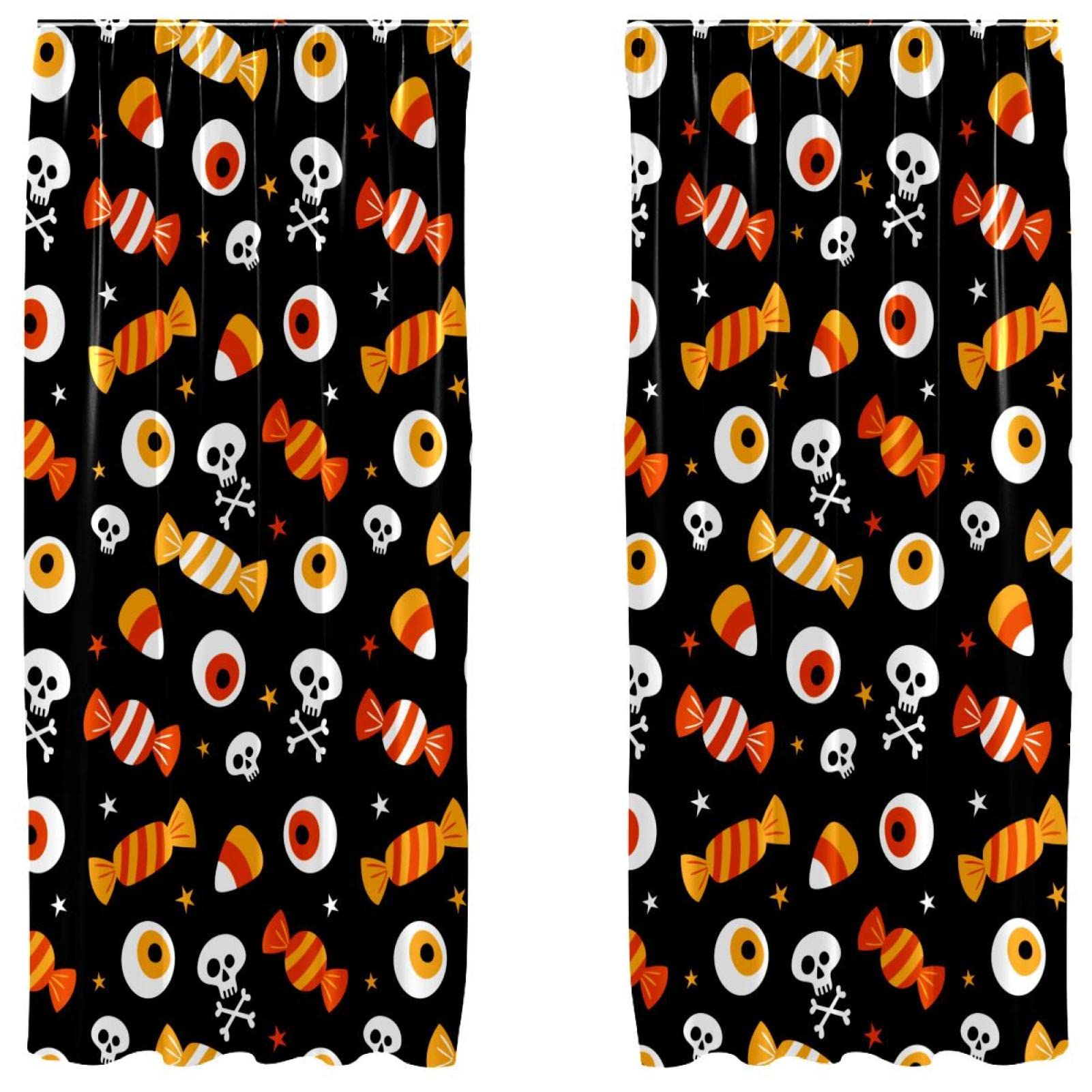 Rideaux Halloween en voile léger motifs festifs 139,7 x 213,4 cm la paire