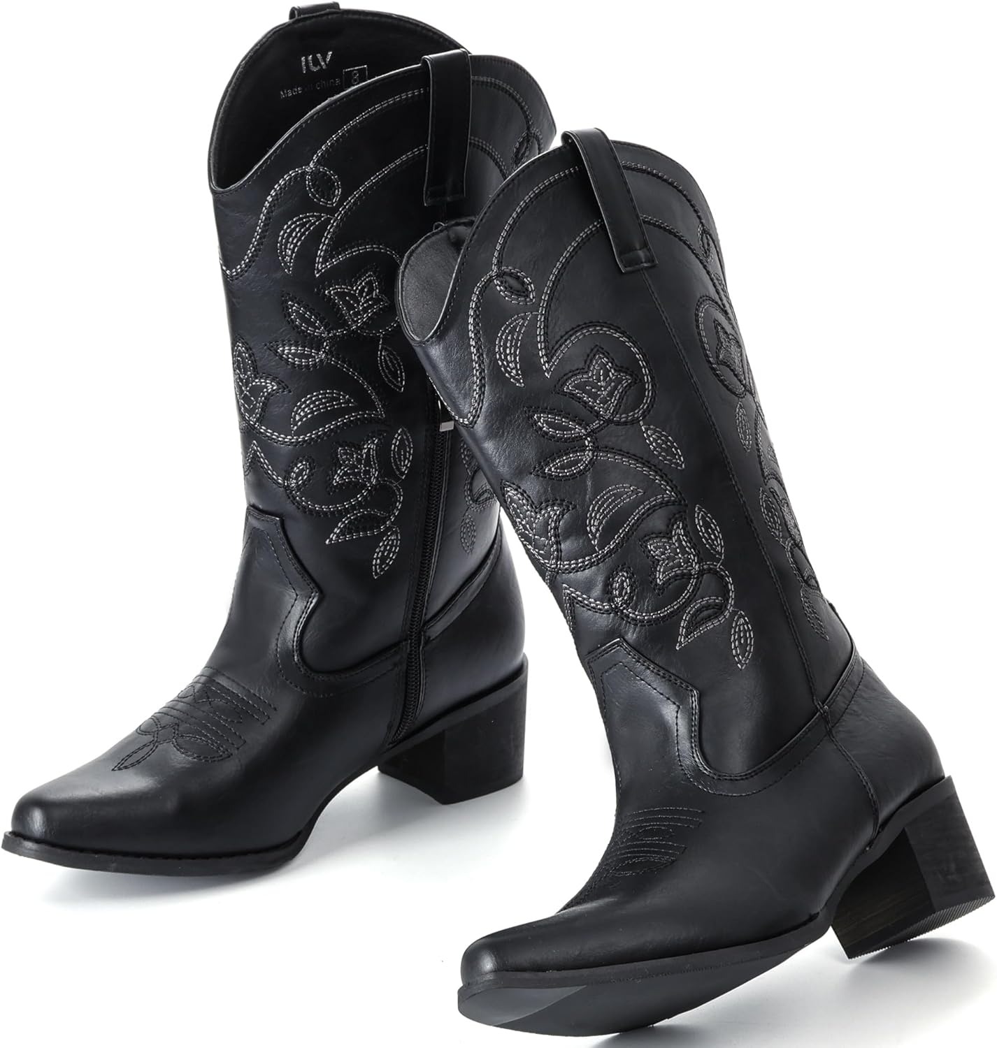 IXU Cowboy Boots For Women Wide Calf Pointy Toe Cowgirl Mid Calf... - Picture 36 of 55