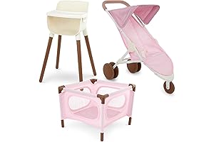14" Kids Baby Doll Nursery Set: High Chair, Playpen & Jogger Stroller
