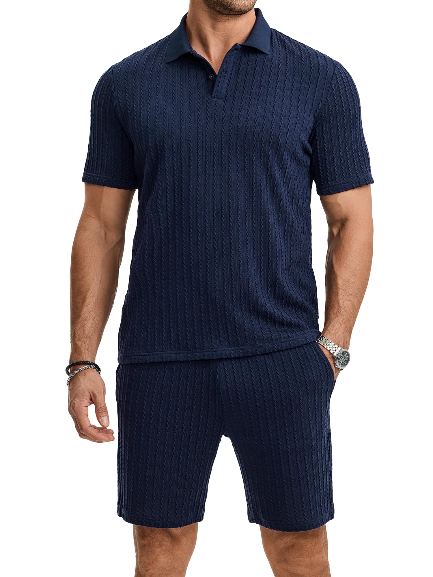 Men's Tracksuits Polo Shirt & Shorts 2 Piece Set Summer Tracksuit Clothing Fashion Casual T-Shirts and Shorts S-3XL