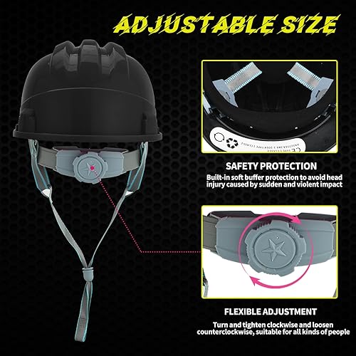 Miniatura 3 de Casco de seguridad estilo casquillo ventilado de 8 colores Casco de seguridad de difusión de presión de 4 puntos de suspensión de trinquete correa