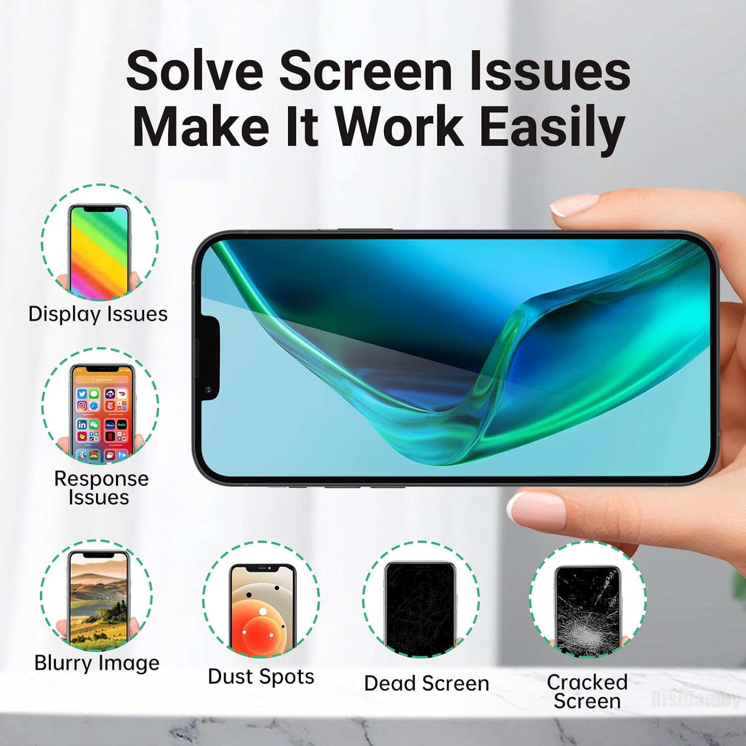 [OLED] for iPhone 13 Screen Replacement with Proximity Sensor Assembly Ear Speaker Flex Cable OLED 6.1" Touch Display Digitizer Front Glass Repair Fix Tool Kit A2482 A2631 A2634 A2635 A2633