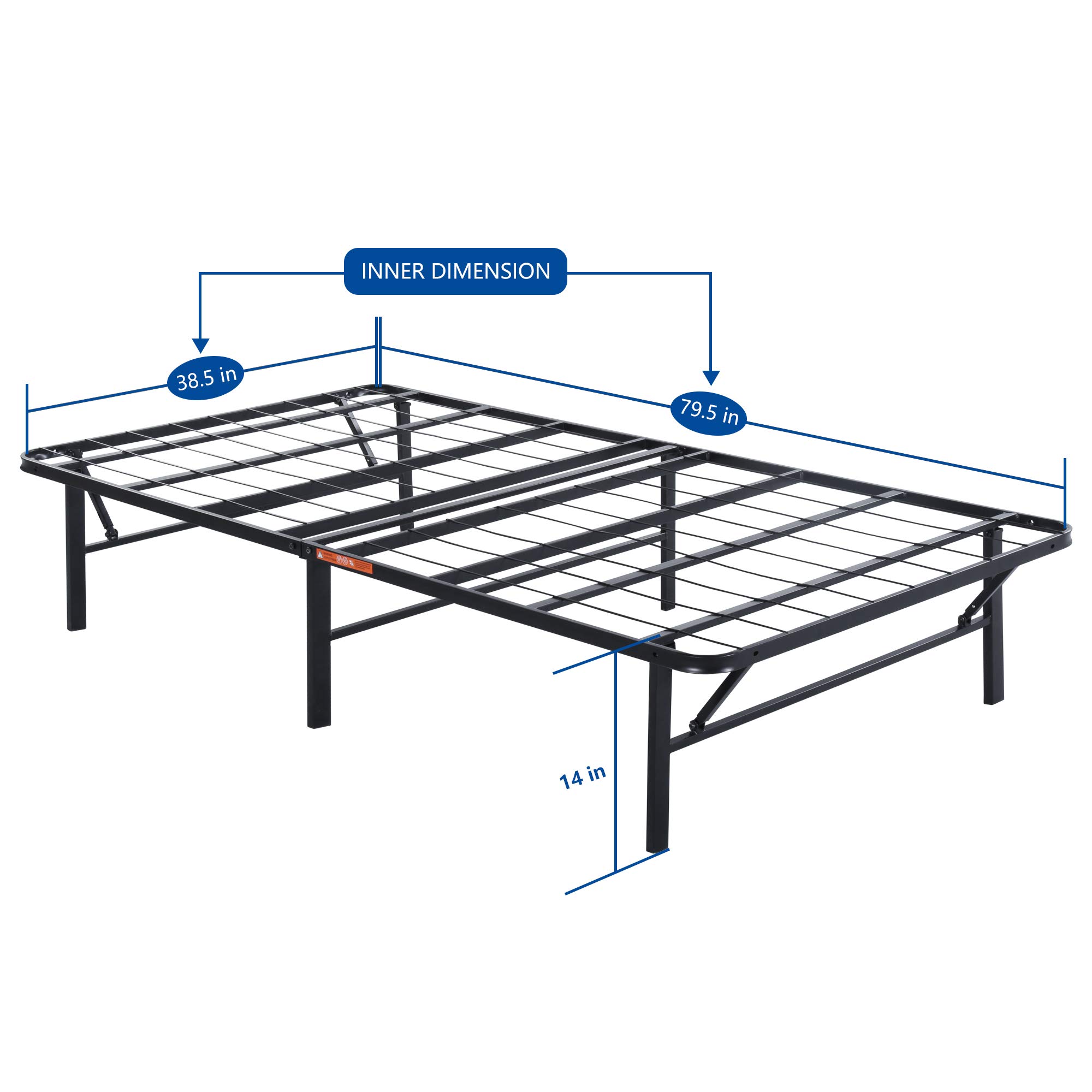 Buy Olee Sleep 14 Inch Foldable Dura Metal Platform Bed Frame, Twin XL