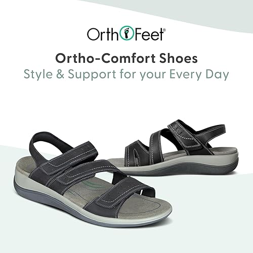 Miniatura 5 de Orthofeet Sandalias de soporte de arco para mujer, ideales para aliviar el dolor de talón y pies. Diseño terapéutico con soporte de arco, refuerzo