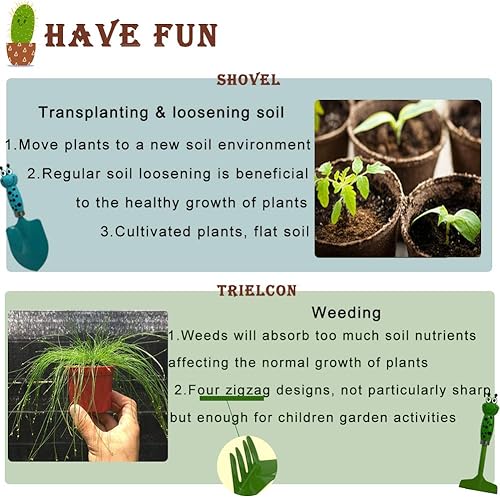 Miniatura 4 de Juego de herramientas de jardinería para niños, pala de mano para niños, mini herramientas de jardín para niños, herramientas de jardinería