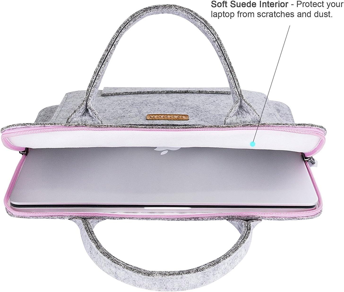 Ropch 15 15.4" Laptop Sleeve Case Bag for MacBook Pro/MacBook Pro Retina (2015-2016) Protective Carrying Handbag Cover, Gray & Pink
