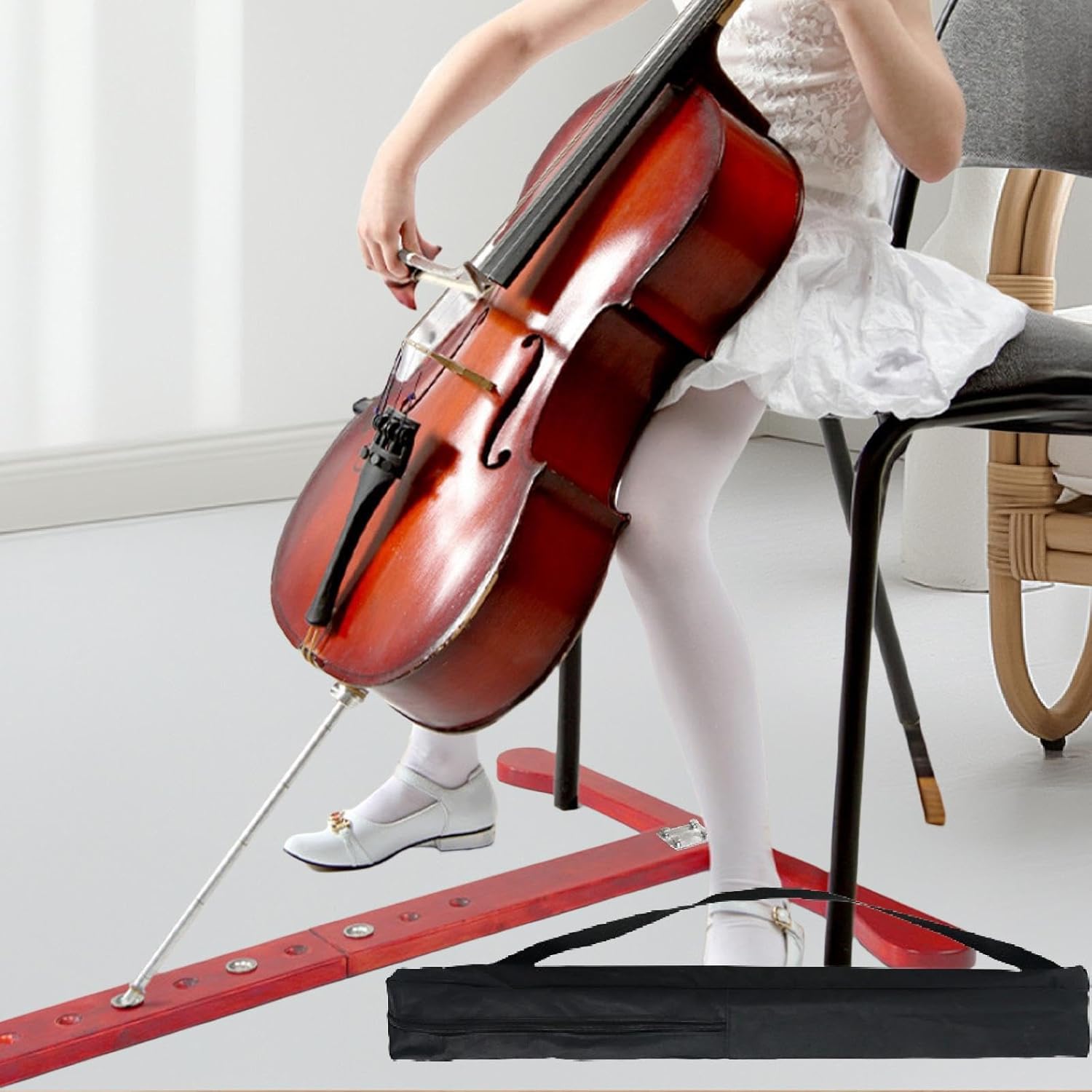 Cello Endpin Anchor Floor Protector Stopper for Beginner, Non-Slip Endpin Support Stability Rest Holder- Red