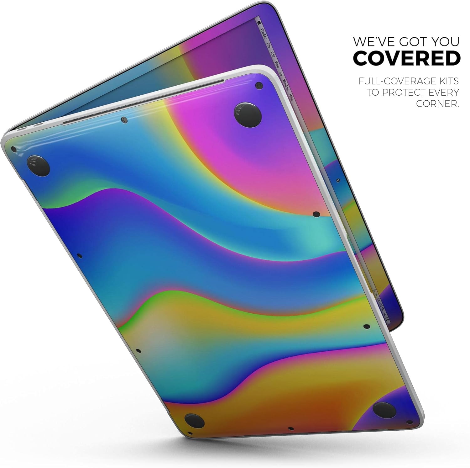 DesignSkinz - Abstract Neon Wave V7 - Full-Body Wrap Protective Decal Skin Kit Compatible with MacBook 14" Pro M1 (A2442)