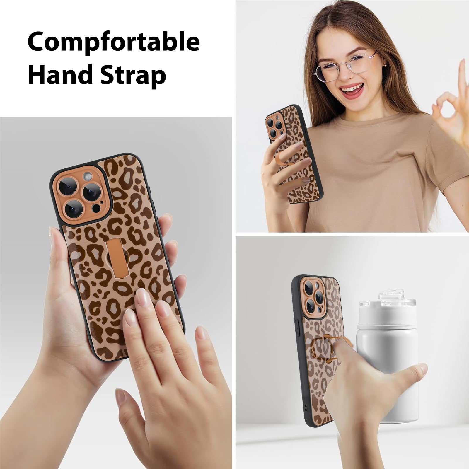 KANGHAR Funda Protectora Delgada para iPhone 15 Pro de 6.1 Pulgadas con Estampado de Leopardo marrón, para Mujeres, niñas y Hombres, a Prueba de Golpes, Delgada, Funda Protectora
