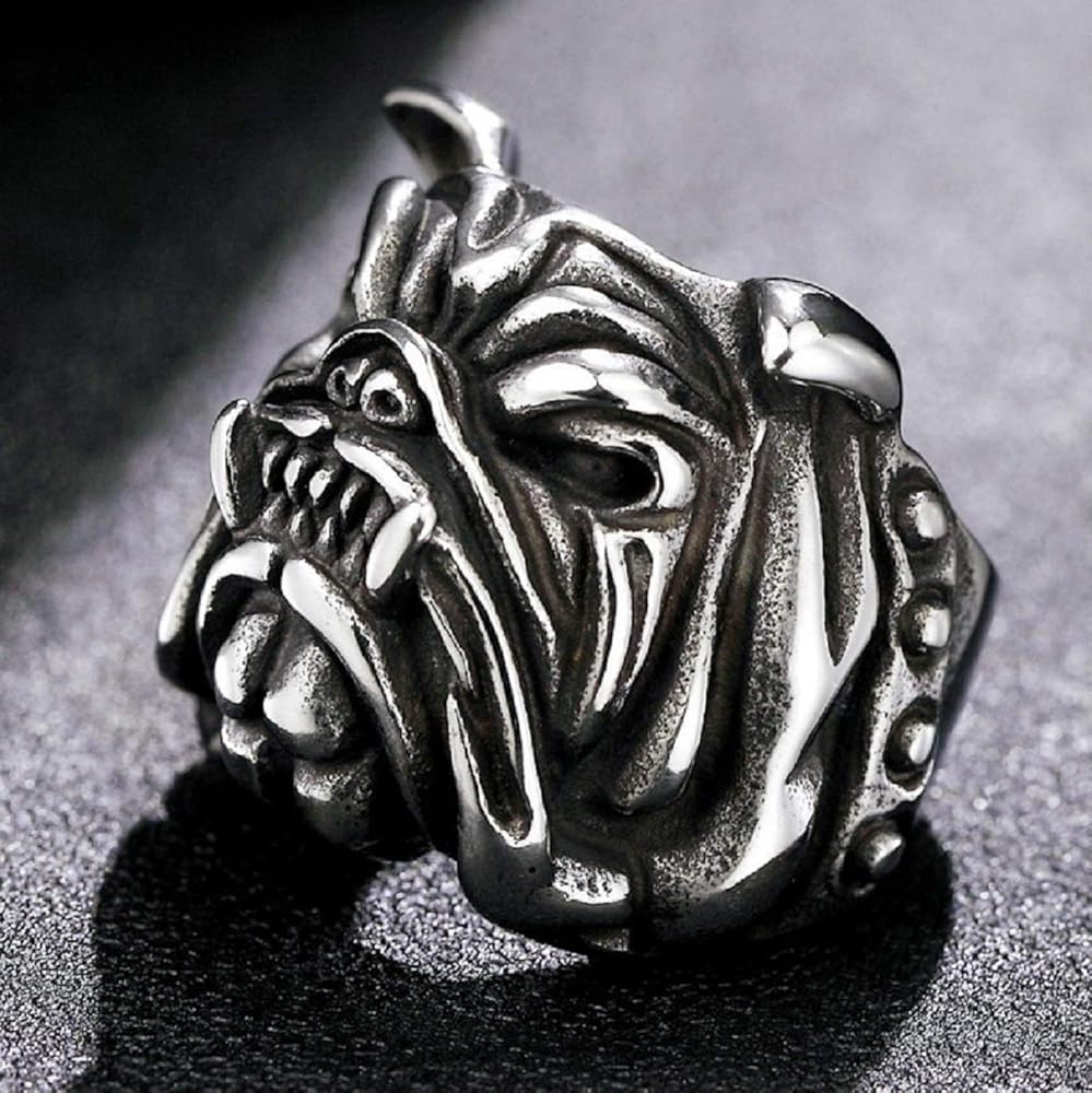 ORDER ブルドッグ　リング Bulldog Ring for Men, Vintage Gothic Pitbull Bull Dog Pug