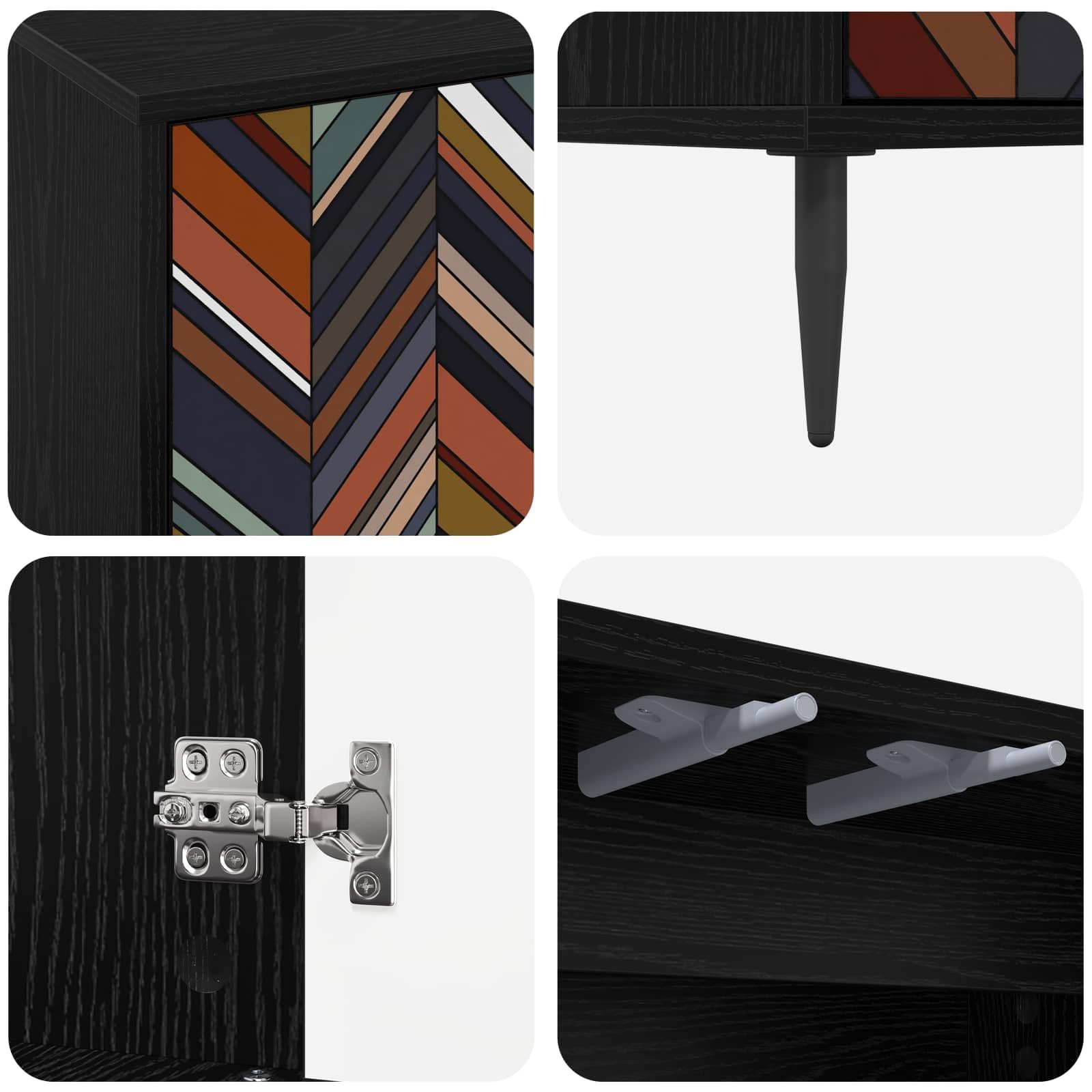 Mobile per TV, 102 x 33 x 51 cm, moderno, effetto rovere, nero