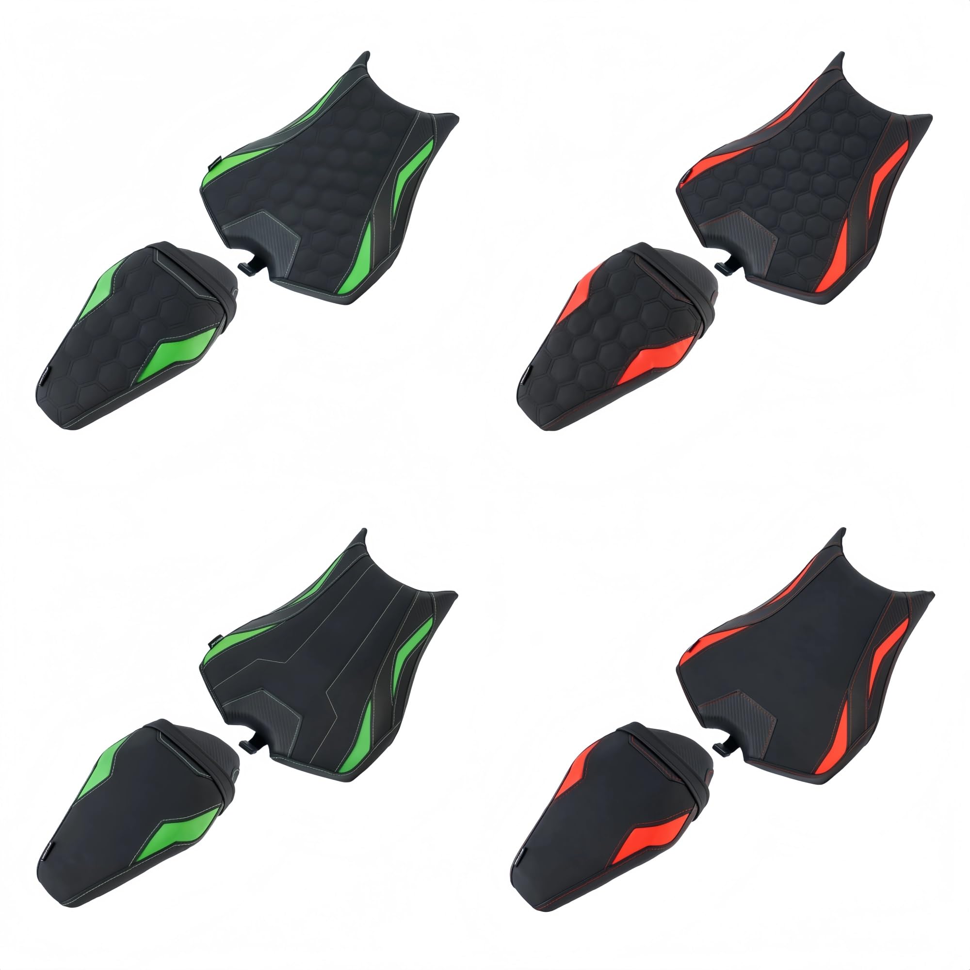 drążek Sissy z bagażnikiem Pasuje do Kawasaki Z 900 2025 Zestaw poduszek przednich tylnych siedzeń Poduszki siodłowe kierowcy pasażera(1 SET GREEN B)