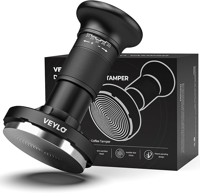 54mm Espresso Tamper (53.3mm Base), Adjustable 20-30 lb Calibrated Coffee Tamper with Audible Feedback, 24-Click Precision Dial, 2