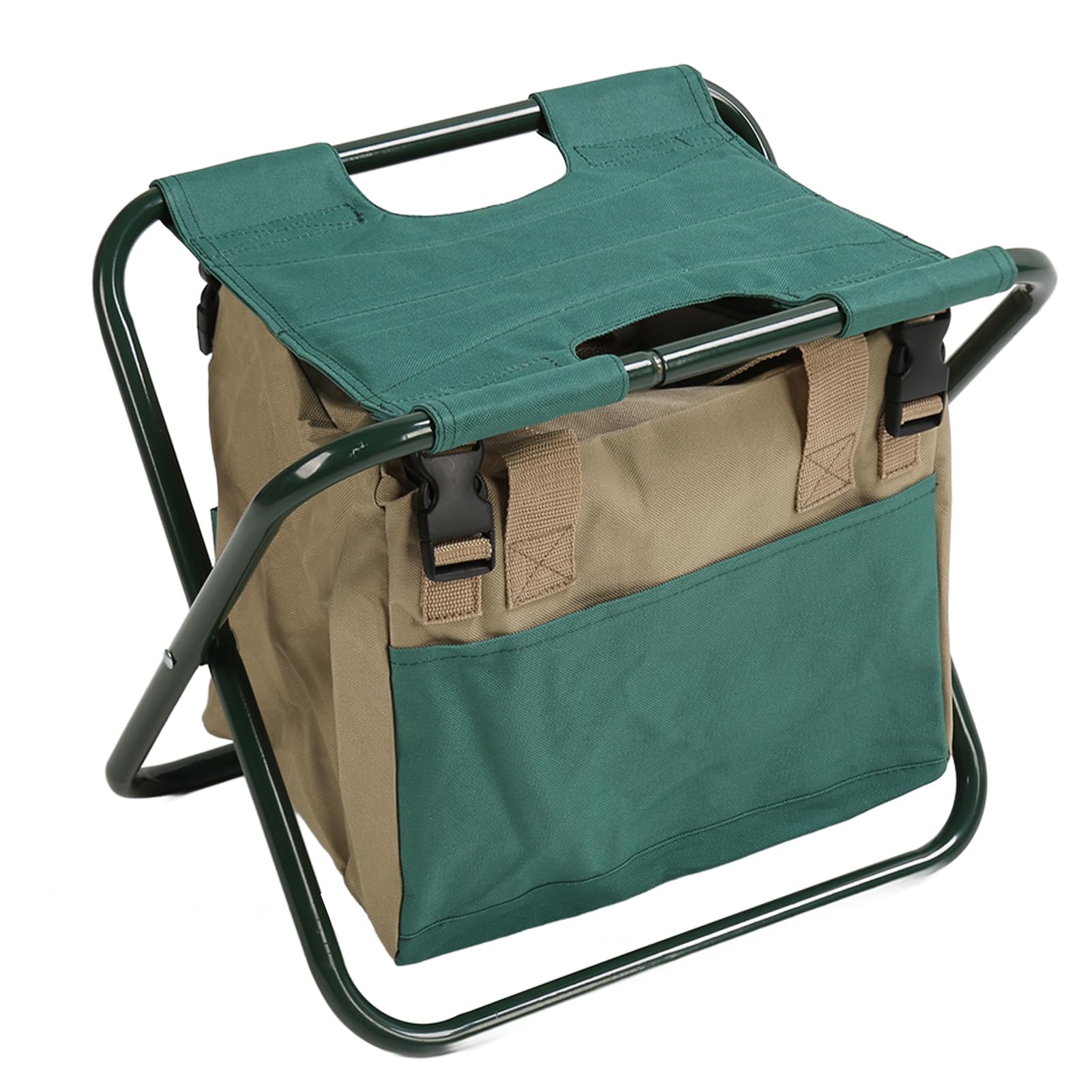 Sgabello zaino pieghevole per uso intensivo, sgabello da giardinaggio con borsa di stoccaggio, sedia da giardino pieghevole in tessuto Oxford 600D per uso all’aperto, sgabello con (Verde)