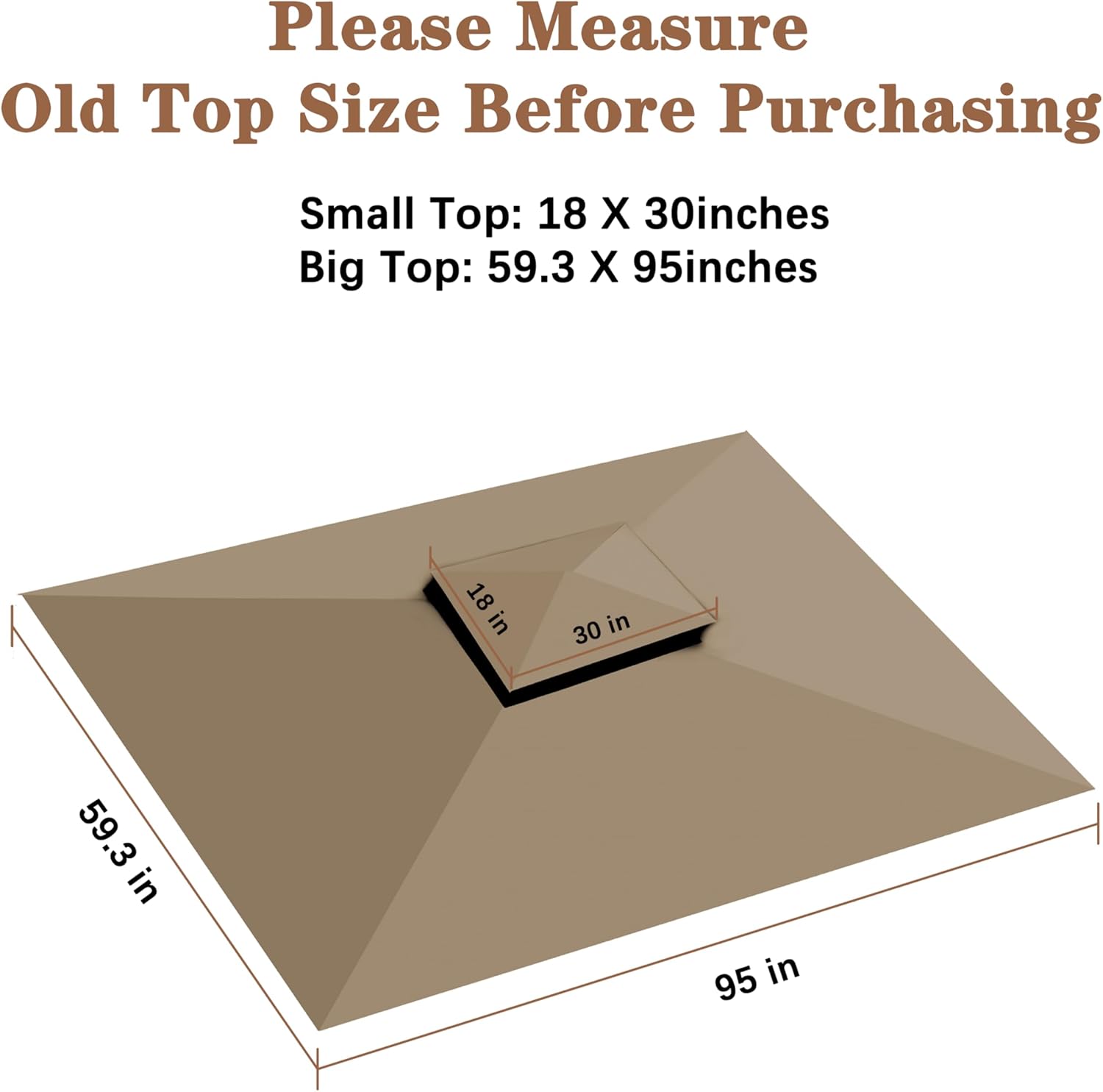 SCOCANOPY 8x5FT Replacement Canopy Grill BBQ Gazebo Roof Top, for Gazebo Model L-GG001PST-F,(Khaki)