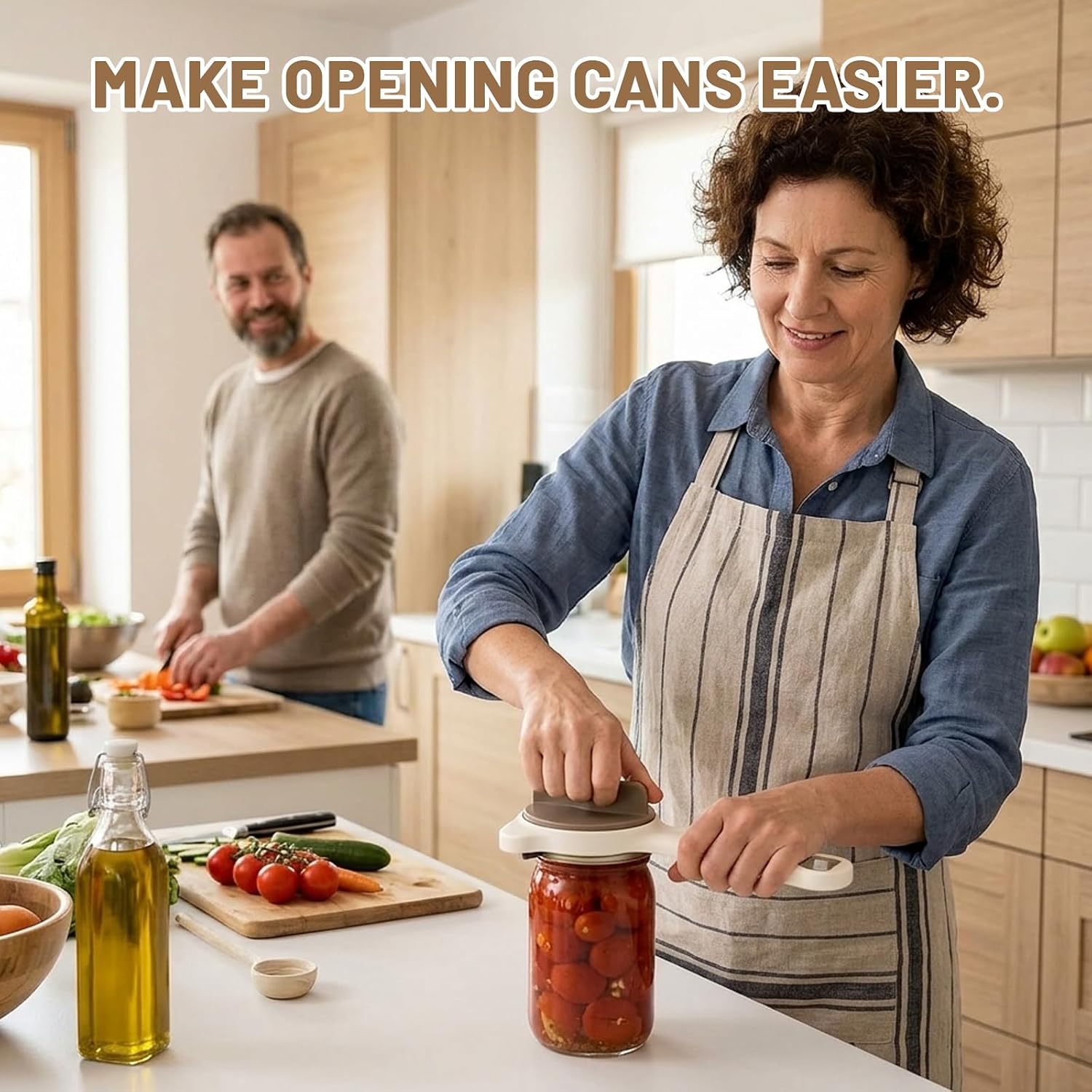 Jar Openers for Seniors, 4-in-1 Multi-Function Jar Opener with Adjustable Three-Prong Design, Stainless Steel Safety Clips for Tight Lids and Bottles, Ergonomic Grip for Home Kitchen Use