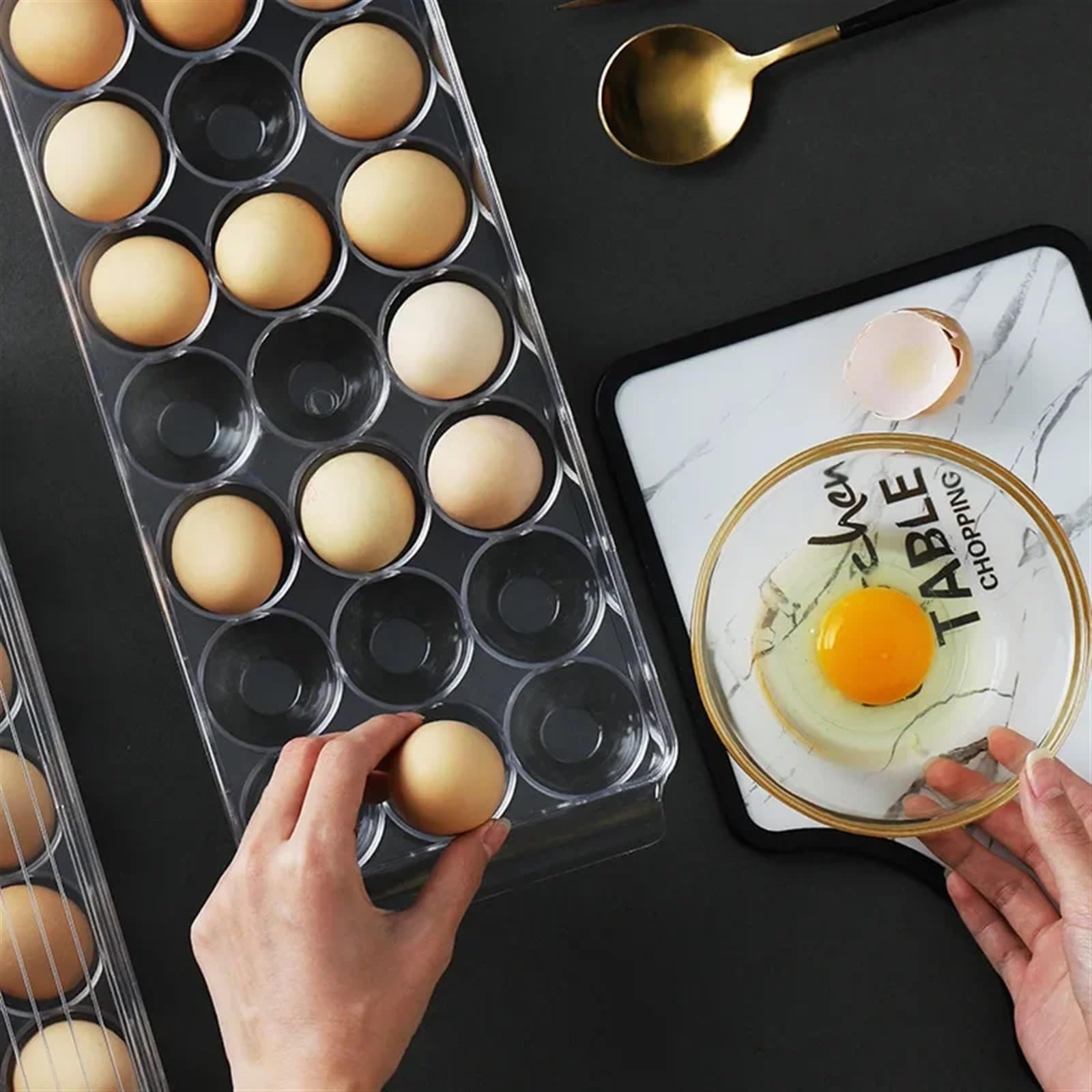 Organizador Nevera Contenedor de huevos con tapa, caja de plástico for almacenamiento de huevos, bandeja apilable for huevos, refrigerador, organizador de mantenimiento fresco, caja de almacenamiento