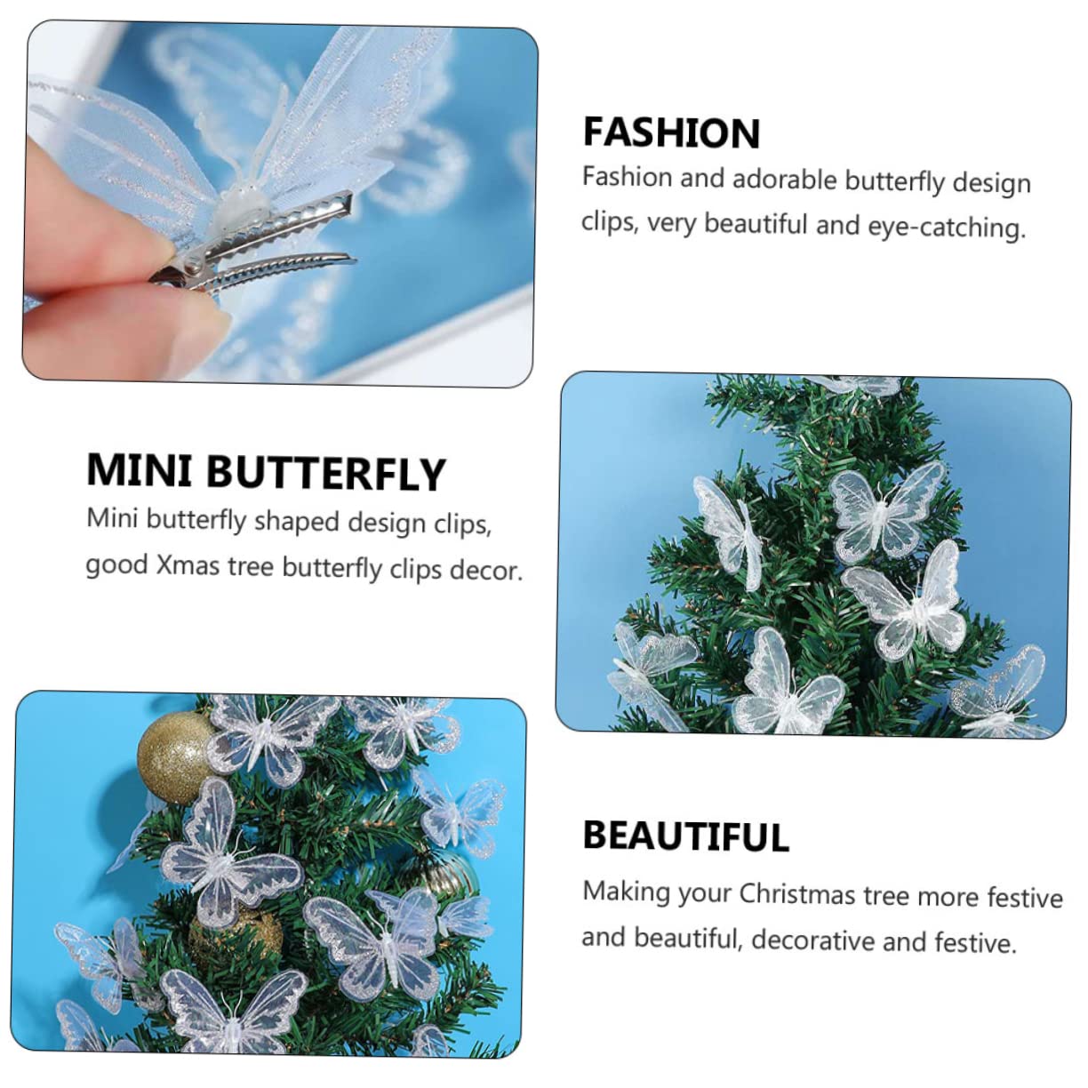 SEWACC 60stücke Gefälschte Schmetterlinge Mit Clip Realistische Diy Dekoration Für Bastelarbeiten Hochzeiten Partys Und Weihnachtsbaum Schmuck