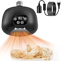 Gulfmew 200W Chicken Coop Heater with Temp Control, Lighting, Timer & Digital Display - Brooder Lamp for Chickens, Reptiles, 5Ft Cord