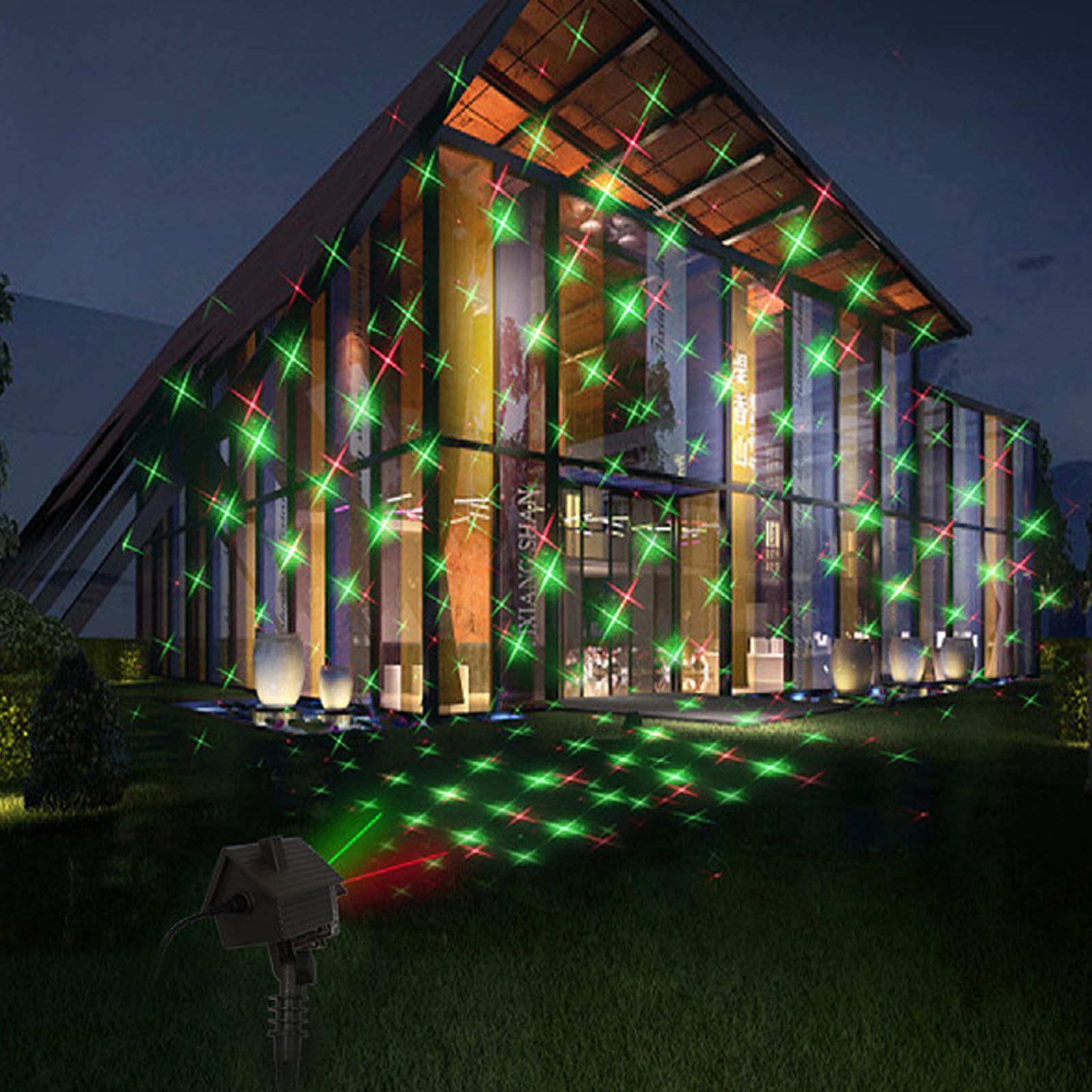 Proiettore Luci da Esterno, Proiettore Stellare da Giardino con Telecomando, Angolo di Proiezione Regolabile, Funzione Timer, Proiettore Esterno Dinamico for Parchi Cortili Hotel Campeggio Party