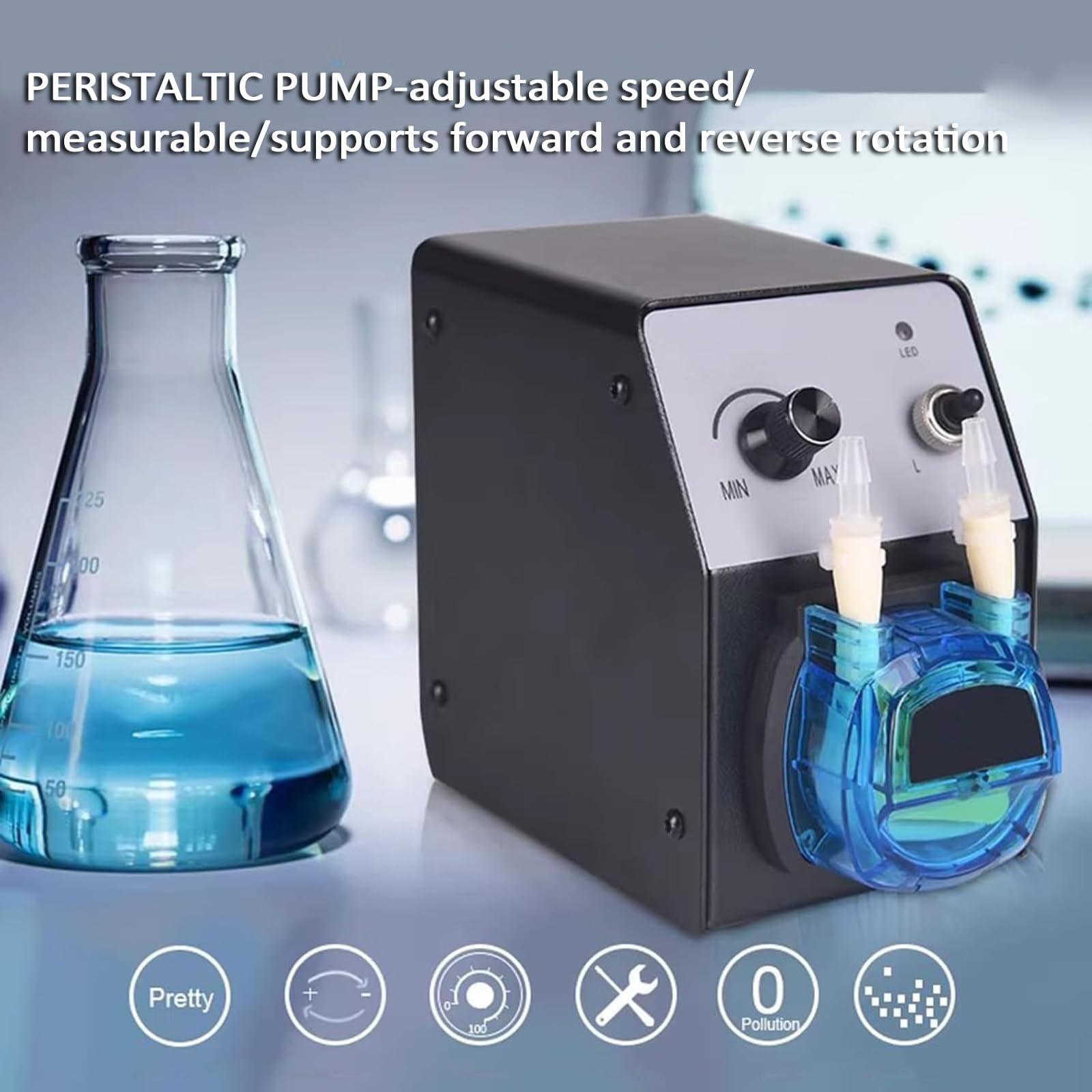 Bomba dosificadora peristáltica, bomba dosificadora de líquidos de velocidad ajustable, adecuada para ensayos químicos de laboratorio y transferencia de líquidos industriales.