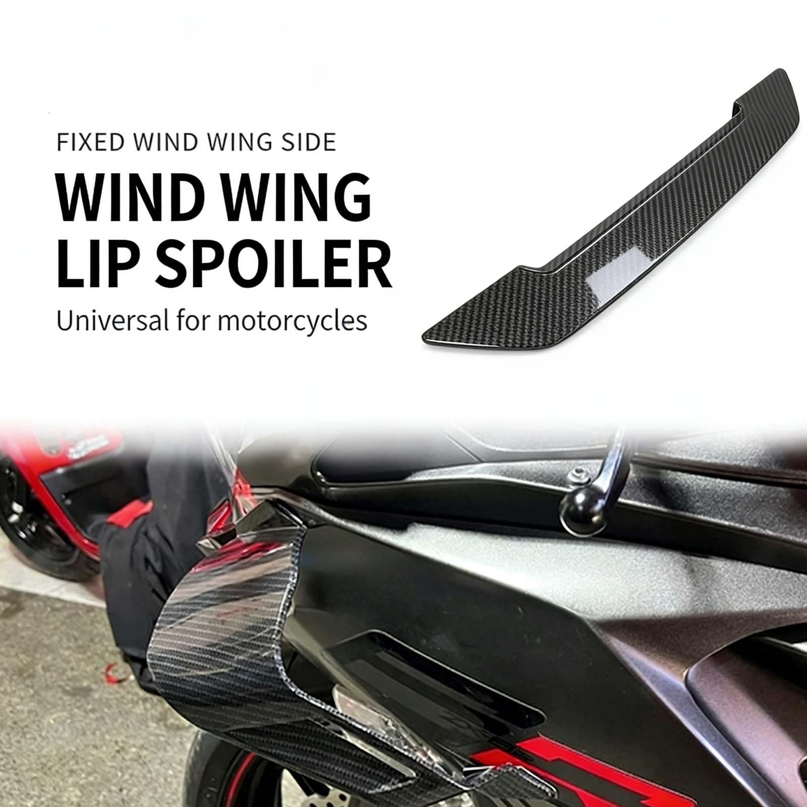 Aerodynamischer Flügel für Kymco CV3 2022-2026 Motorrad Seitenspoiler Frontverkleidung Winglets Carbon Optik Schwarz Windabweiser Sport Tuning Zubehör, Carbon Fiber Texture