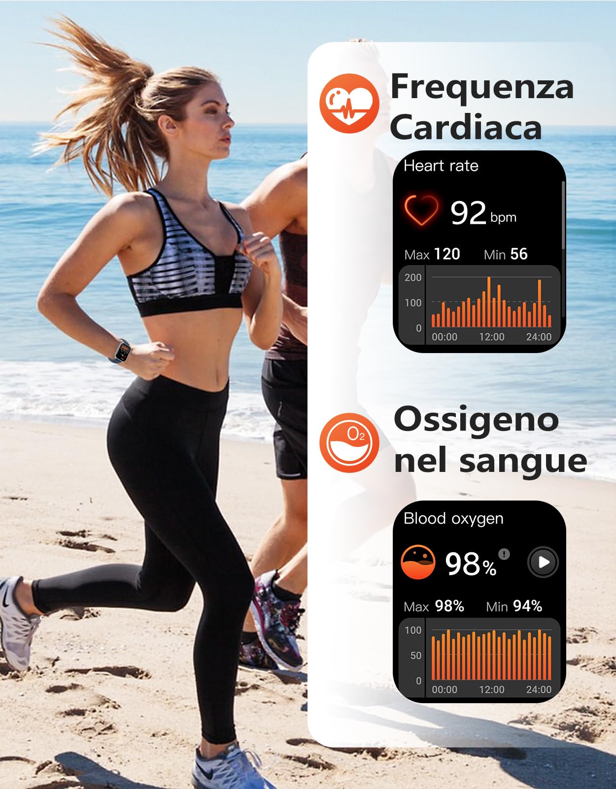 RUIMEN Smartwatch Uomo Chiamate Bluetooth Orologio Sportive Contapassi Android iOS Compatibile Fitness Tracker Cardiofrequenzimetro da polso Saturimetro Impermeabile IP68 Notifiche Whatsapp Blu