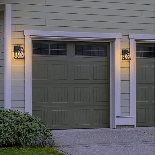 Miniatura 4 de Aplique de pared negro para exteriores, trapezoidal de granja, antioxidante, impermeable, luces de porche al aire libre, montaje en pared, lámpara