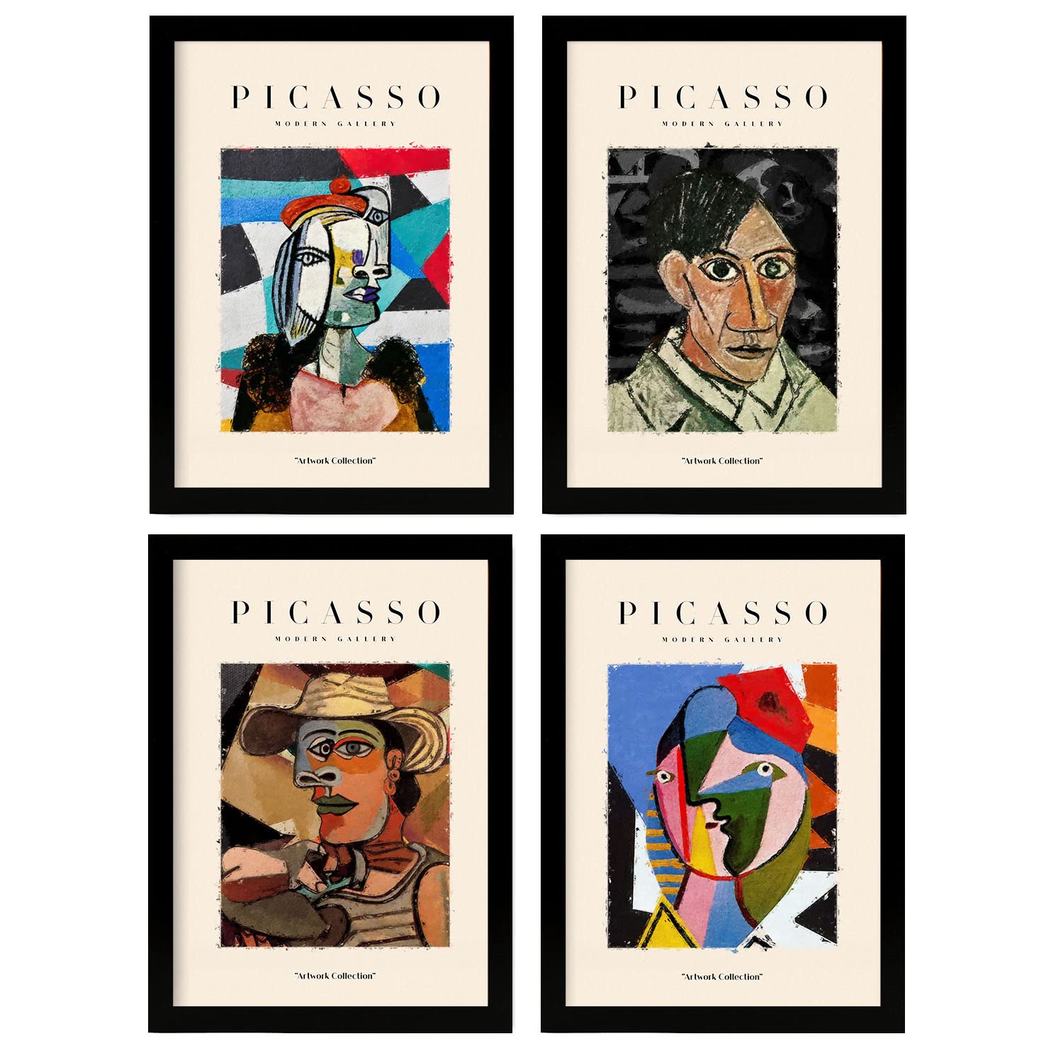 Nacnic Set of 4 Picasso Collection of Identification. Aesthetic Wall Art Prints for Bedroom or Living Room Design. Sizes A4. No Frames.