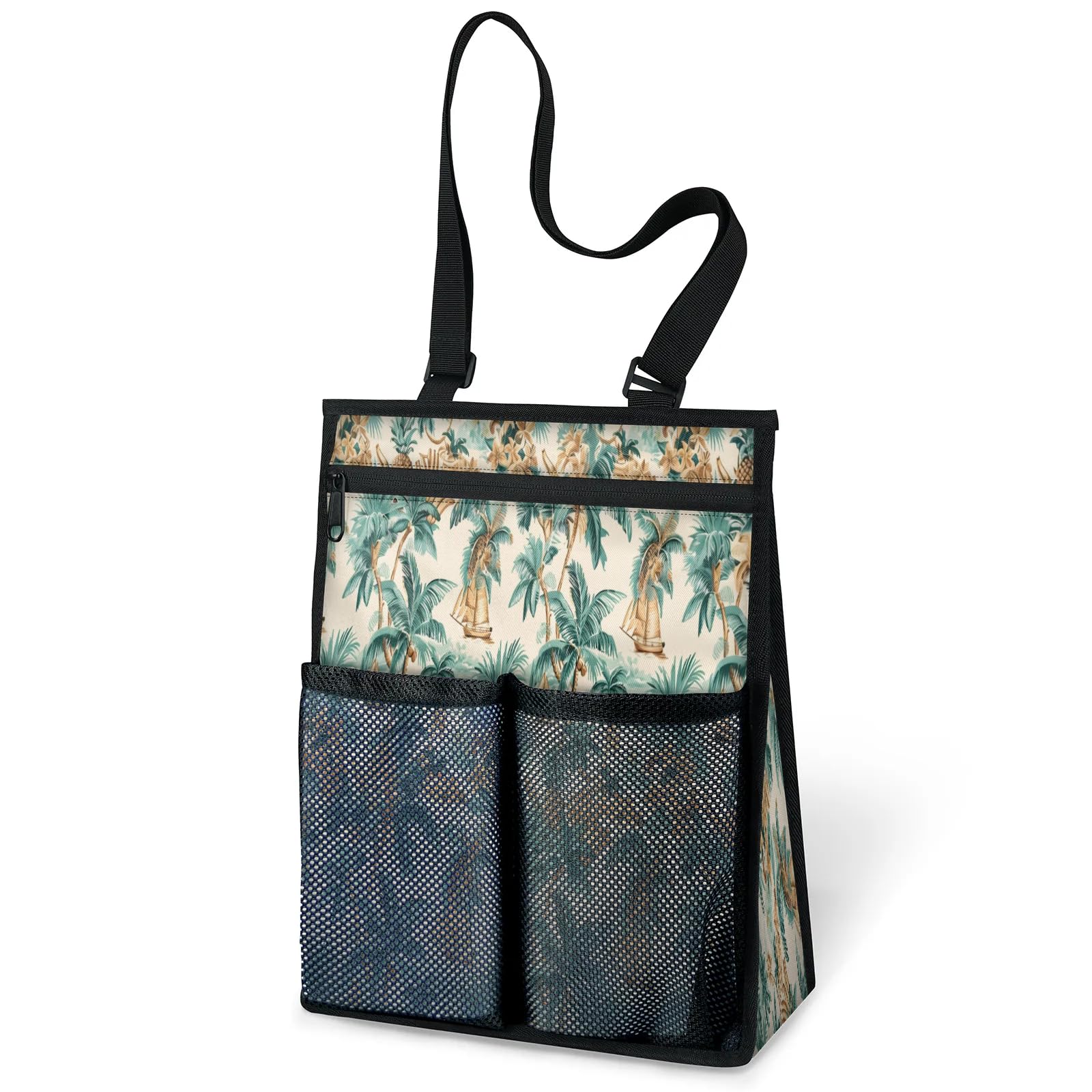 Ourtheme Hawaiian Pattern Portable Shower Bag for Travel Gym Camp Beach Tote Shower Caddy Bags Hanging Toiletry Organizer