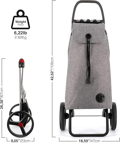 Miniatura 2 de ROLSER Carrito de compras plegable con ruedas  Carrito plegable personal plegable para comestibles  Duradero y portátil  Gris