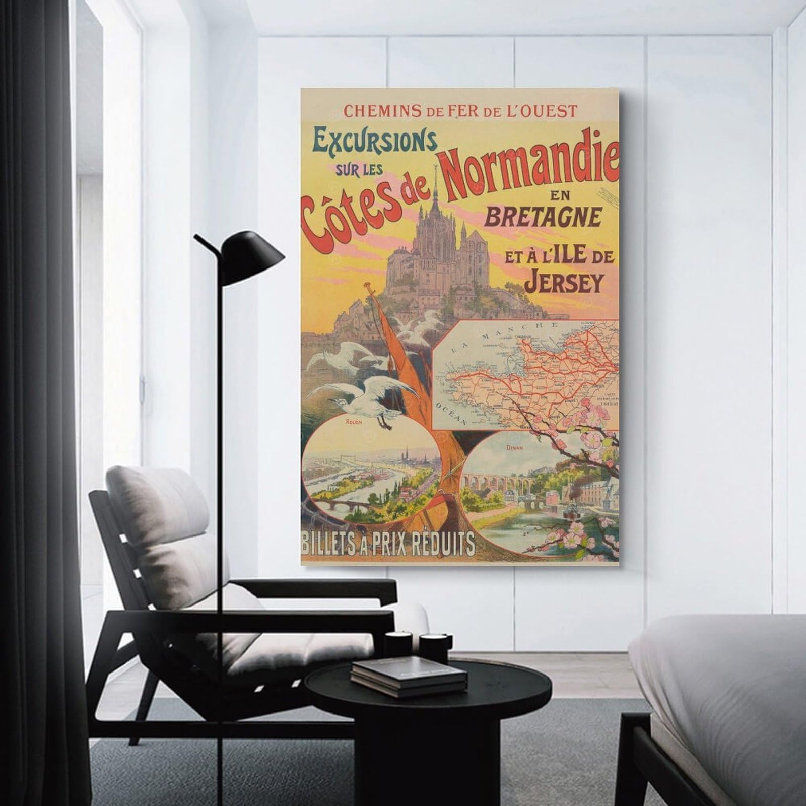 Junmoney Room Decor Wall Art Normandy & Brittany Travel, 20x30inch(50x75cm), for Feature Walls in Flats Or Modern Rooms, An Easy Match for Collected Prints