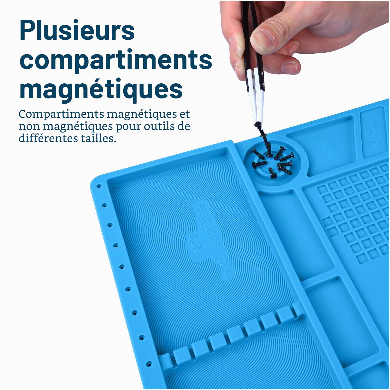 MMOBIEL Tapis de réparation et de soudure en silicone - 55 x 35 cm - Tapis en silicone résistant à la chaleur jusqu'à 500 °C - Tapis d'établi pour travaux de soudure, réparation de téléphones