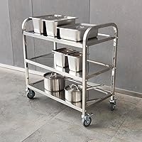 Vista 6 de DULONG Carrito utilitario de 3 niveles con ruedas, isla de cocina, carrito de servicio de acero inoxidable, capacidad de 300 libras, estante