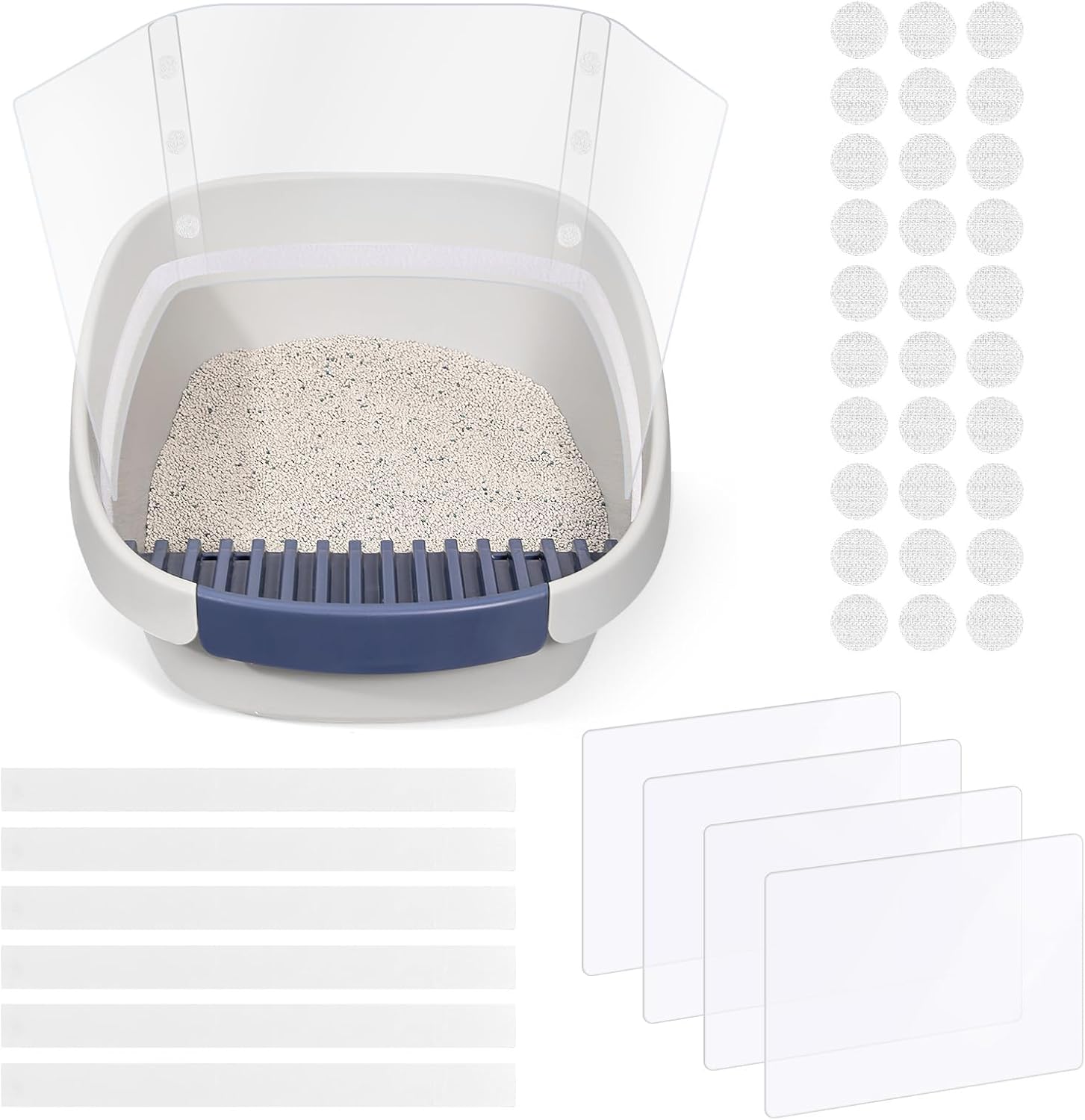 VavoPaw 4Pcs Cat Litter Box Pee Shields, Transparent Litter