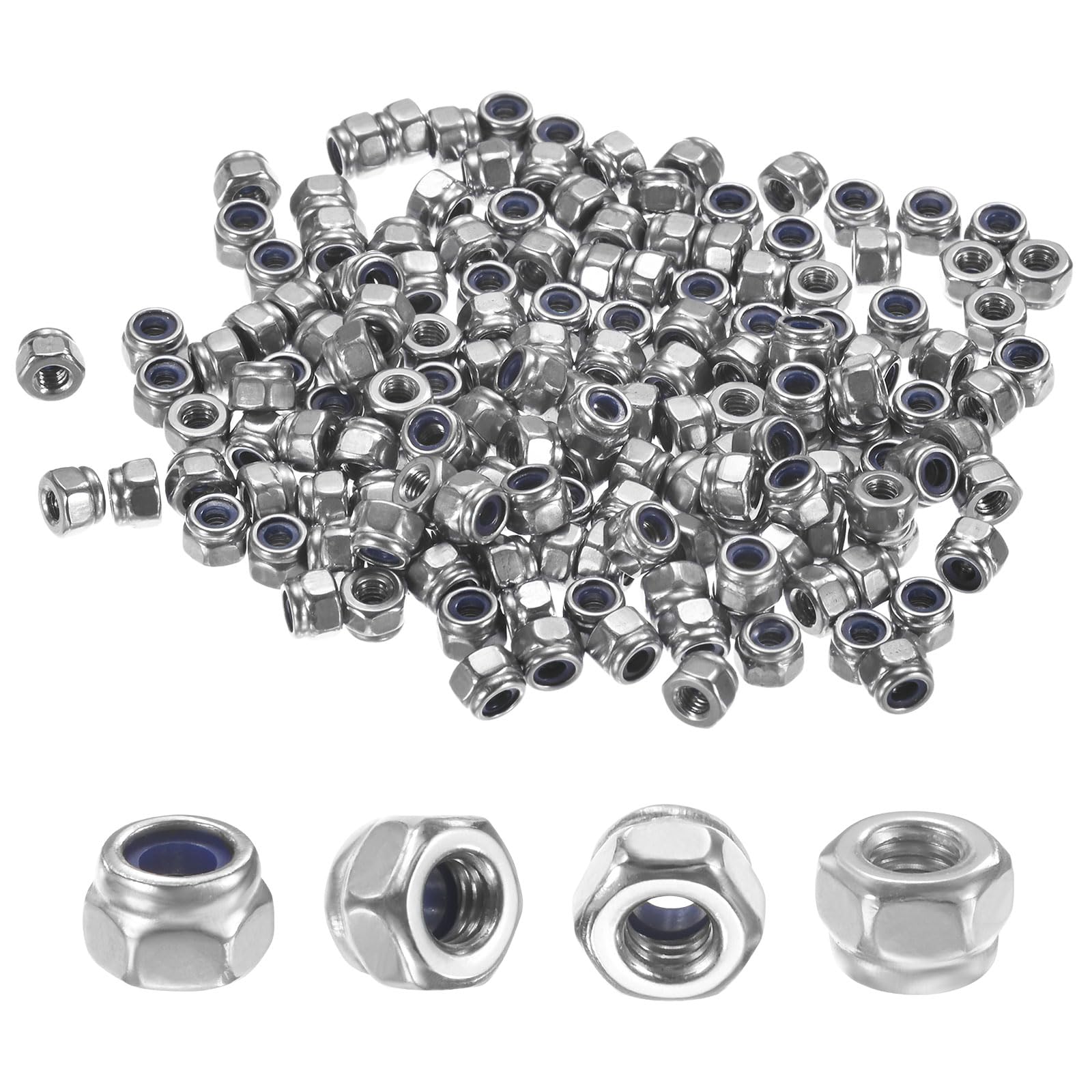 M METERXITY 200-Pack Nylon Insert Hex Lock Nuts