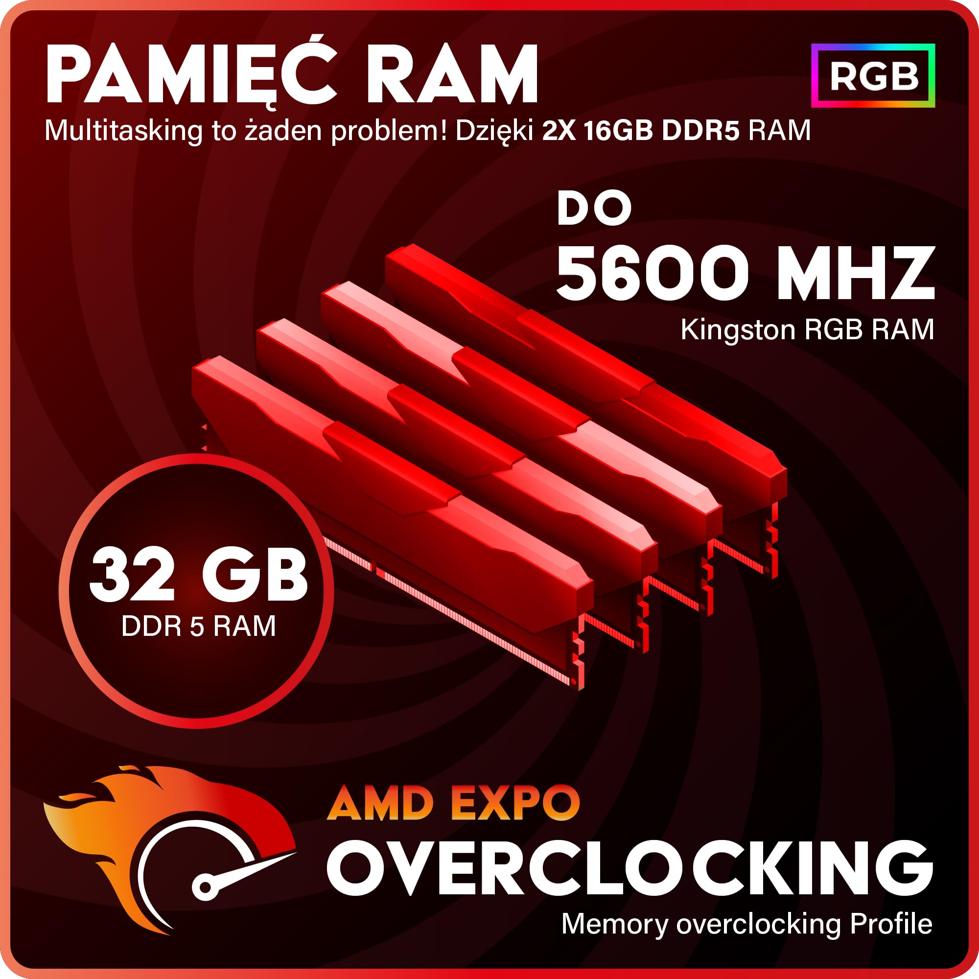 Greed MKM komputer stacjonarny High End – AMD Ryzen 5 7500F + Nvidia Geforce RTX 5070Ti 16 GB – Gaming PC 4K i Raytracing – 5,0 GHz – komputery RGB – 32 GB DDR5 RAM – 1 TB SSD - Windows 11 Pro
