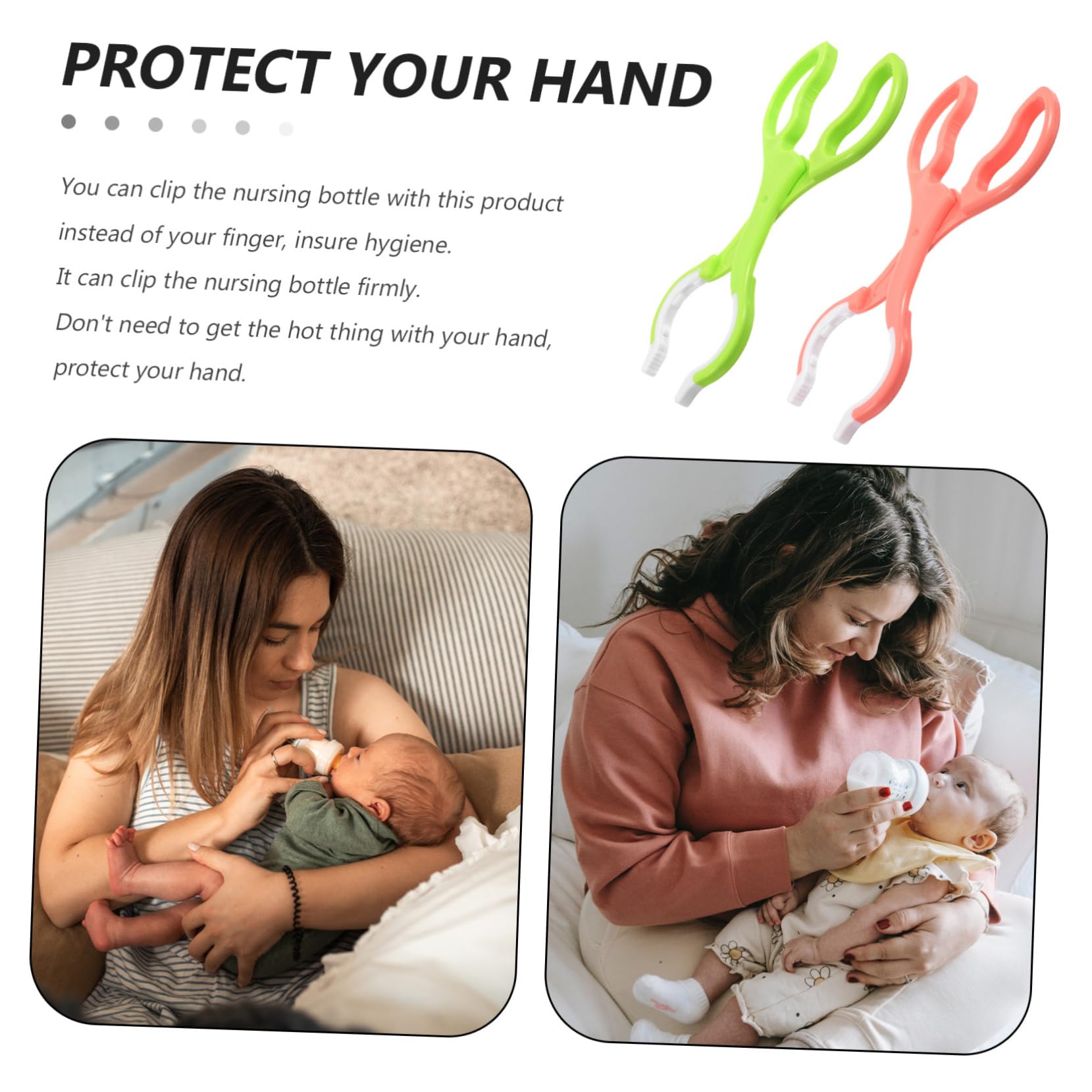 Pinces à Biberon Antidérapantes 2 Pièces en Pp Longue Poignée, Clips Multifonctions pour Bébé, Résistantes la Chaleur et Faciles à Nettoyer