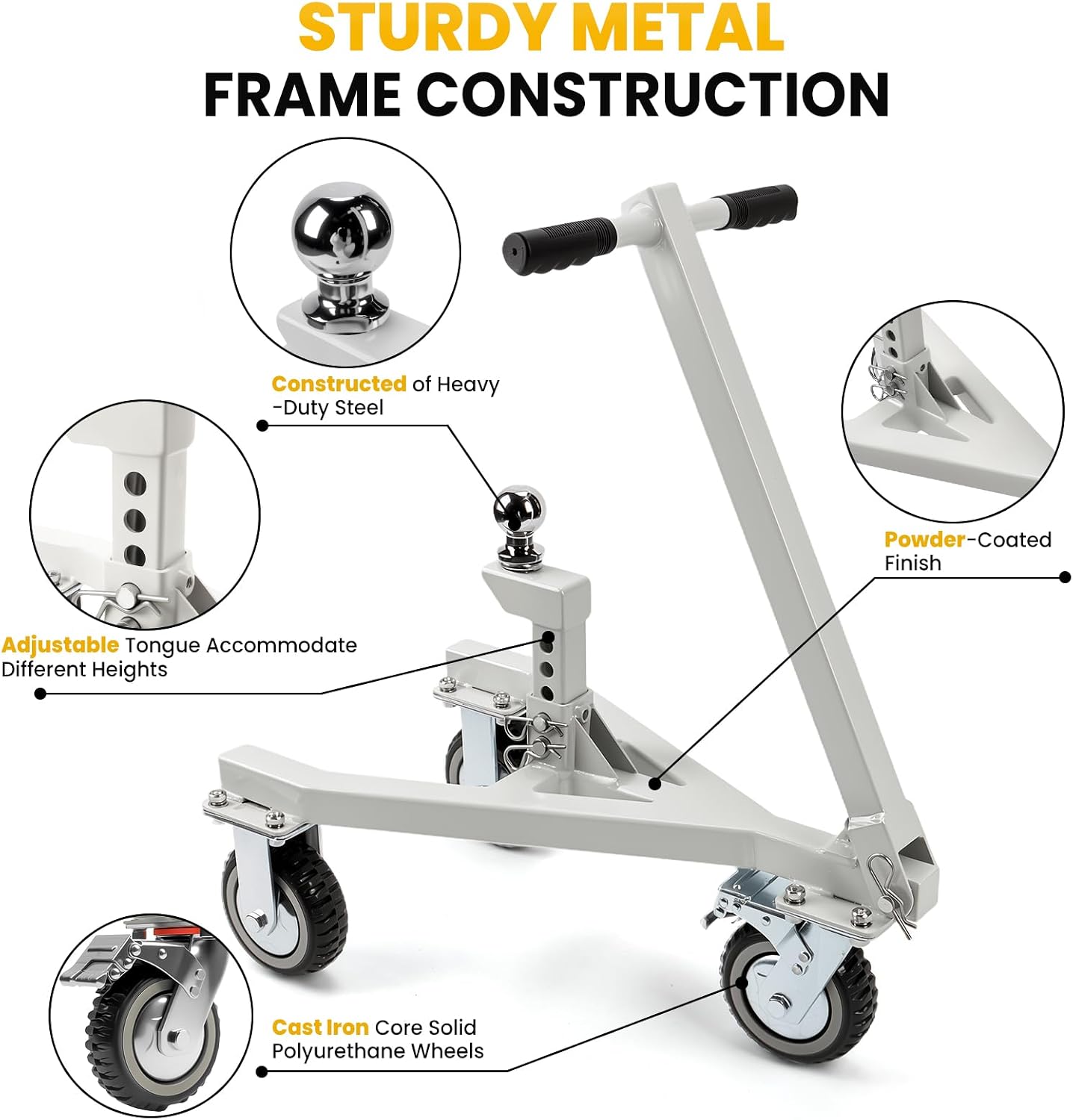 Trailer Dolly-Heavy Duty Trailer Mover Supports 20,000 lbs Load & 3,500 lb Max Tongue Weight, Universal Fit for RV, Boat, Camper, Jet Ski, Motorcycle, Includes 2" & 2-5/16" Receiving Tongues