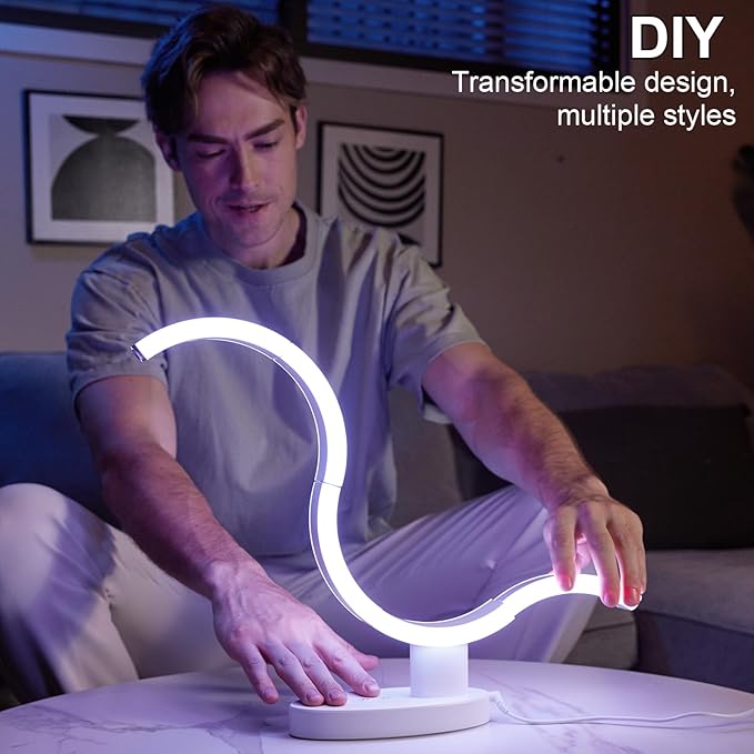 EPABINA Circular Small Nightstand Lamp for Bedroom with Remote Control, Warm White Transformable Bedside Led Table Lamp for Living Room, Dimmable Table Light Ambient Touch Night Light for Desk photo 2