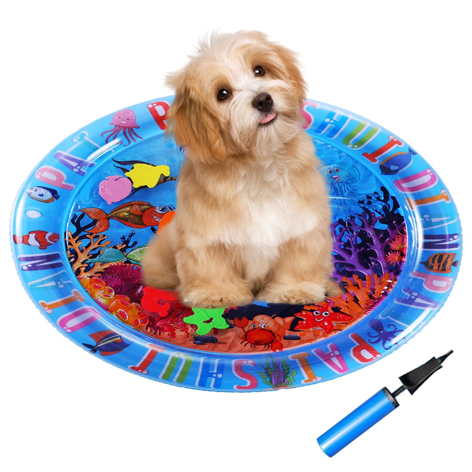 Cat Water Play Mat, Inflatable Pet Cooling Pad, 25.59in Thickened Crawling Cushion, Versatile Built In Pump, Anti Boredom Floor Mat for Daily Travel, Hot Weather, Home, Outdoor |Cat Water Bed - Pet